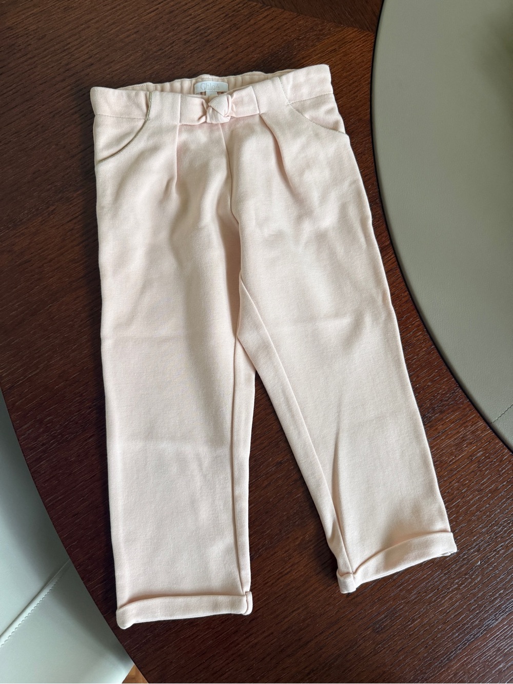 Chloe Blush Pink Trousers with Tied Bow Detail